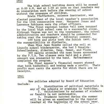 Page from book of History of Waupun Area Schools