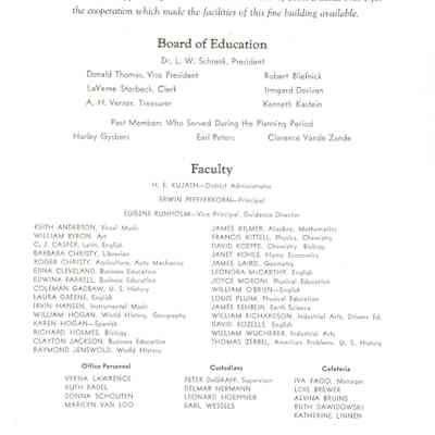 Program for Dedication of Waupun Senior High School