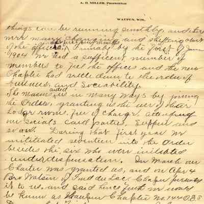 History of Waupun #144 O. E. S.