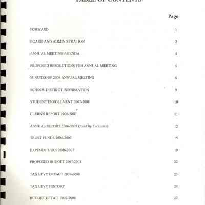 Booklet Table of Contents
