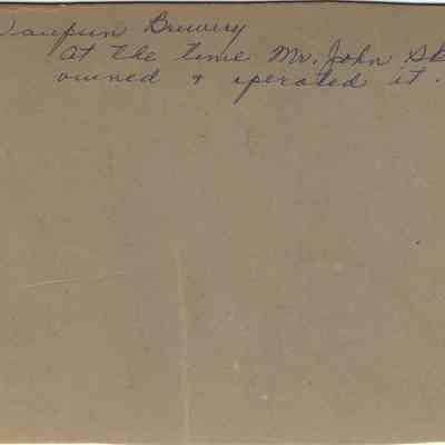 Writing on back of photo of Waupun Brewery