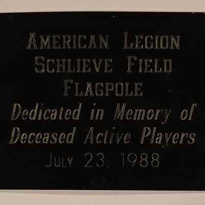 Plaque, American Legion Schlieve Field Flagpole Dedication