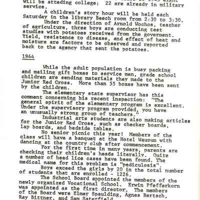 Page from book of History of Waupun Area Schools