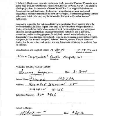 Document, Permission to use Videotaped Interview Material