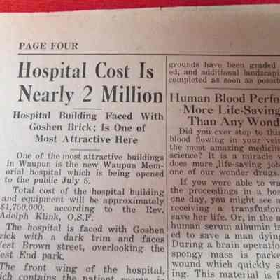 Article in Leader-News 1951-Waupun Memorial Hospital
