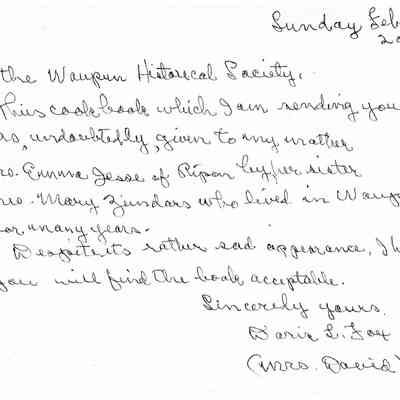 Letters Between Jim Laird and Doris L. Fox, Waupun Cook Book, 1909