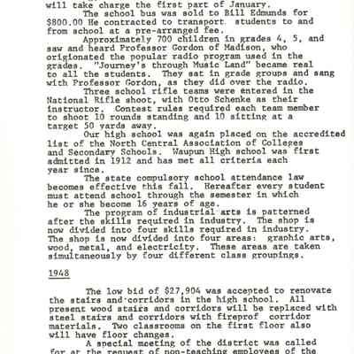 Page from book of History of Waupun Area Schools