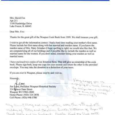 Letter of Exception and Note from Mrs. Fox
