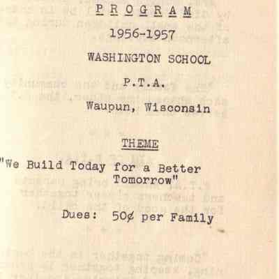 Waupun Washington School 1956-1957 P,T,A: Origformat: Other