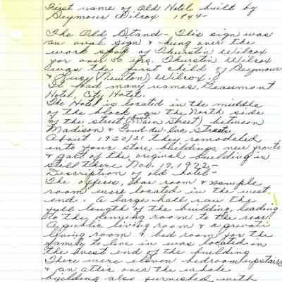 Business, Histories, Beaumont Hotel, Handwritten Account