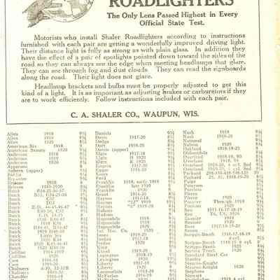 Insert-Size list of Shaler Roadlighters.