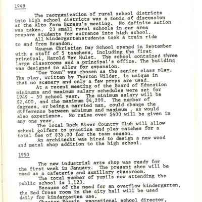 Page from book of History of Waupun Area Schools