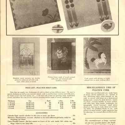 Back page Cork Craft booklet