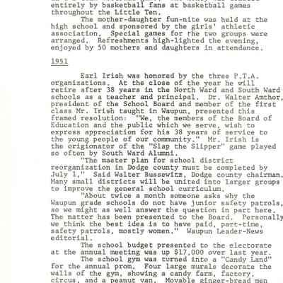 Page from book of History of Waupun Area Schools
