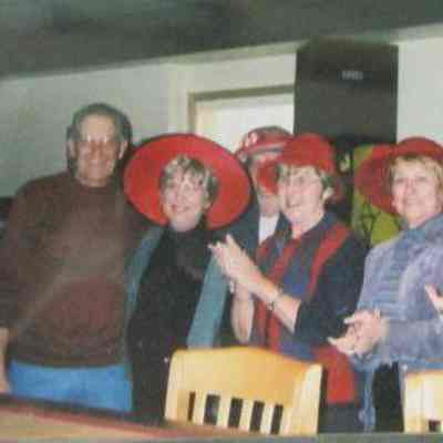 Bob Fretschel's 75th surprise B Day w/Red Hatters