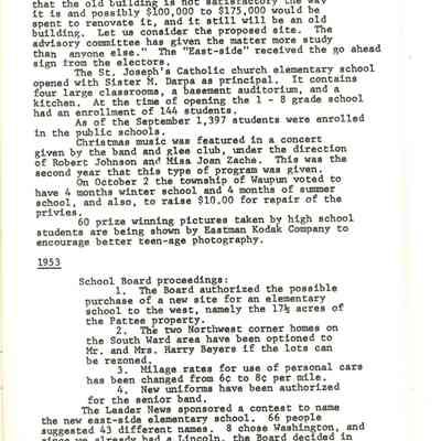 Page from book of History of Waupun Area Schools