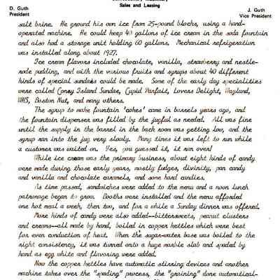Page 2 of info about Guth's Candies 1976