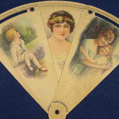 Front or back of opened hand held fan.