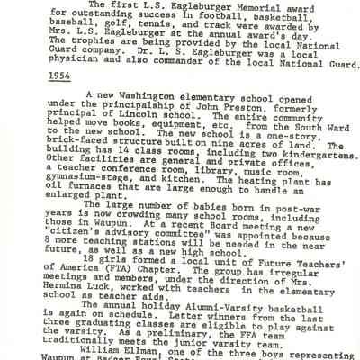 Page from book of History of Waupun Area Schools