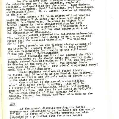 Page from book of History of Waupun Area Schools