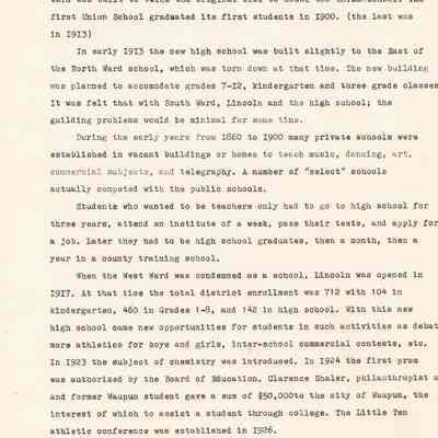History of Waupun Area Schools cont.'
