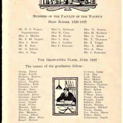 Waupun High School Members of The Faculty 1926-1927