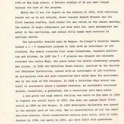 History of Waupun Area Schools cont.'