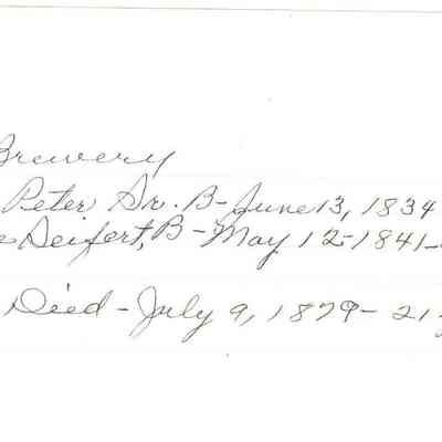 Seifert family information- Brewery
