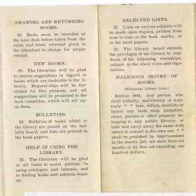 Library, Carnegie, Rules and Regulations of the Waupun Public Library