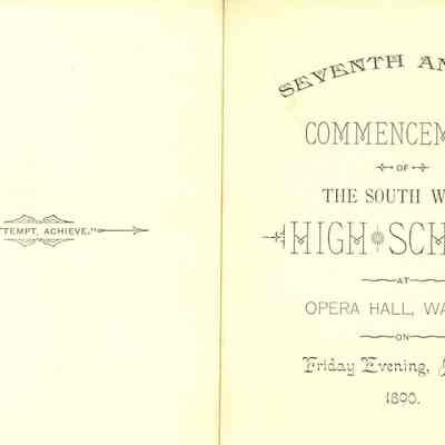 Program, Commencement, South Ward Waupun High School, 1890