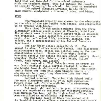 Page from book of History of Waupun Area Schools