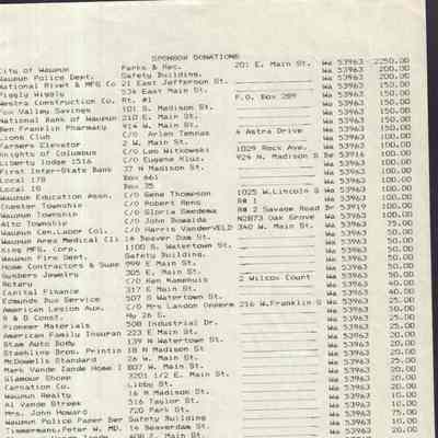 List of Sponsors, Undated