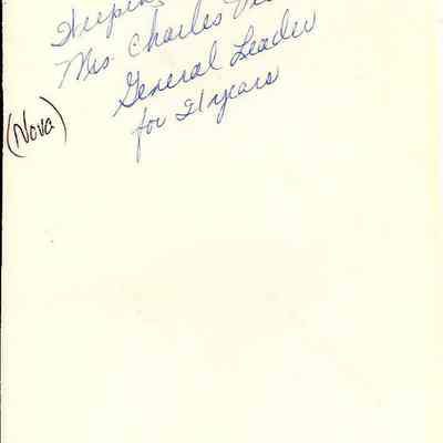 Back of Photo of Mrs. Charles Veleema