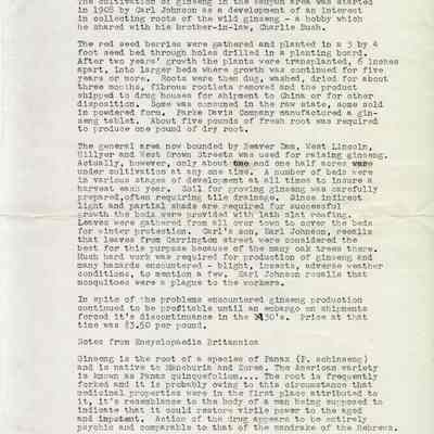 Business, Histories, Ginseng Production, Earl Johnson