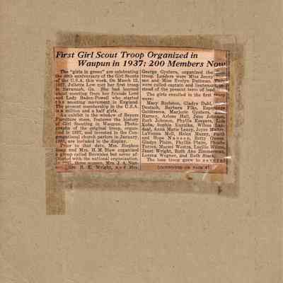 Waupun, "First Girl Scout Troop" Organized in (1937): Origformat: Other