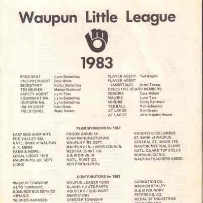 Program, 1983 Little League
