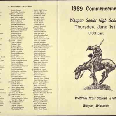 Waupun High School "Commencement" (June 1 1989)