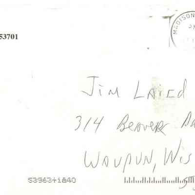 Envelope from plans sent from Anton Rajer
