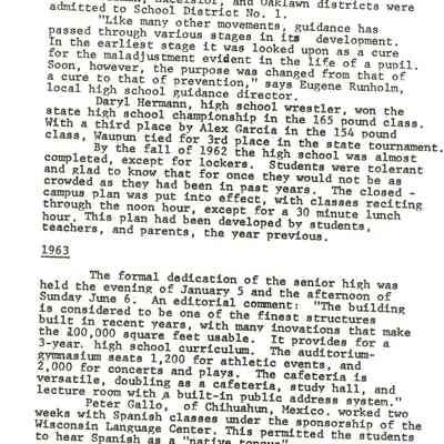 Page from book of History of Waupun Area Schools