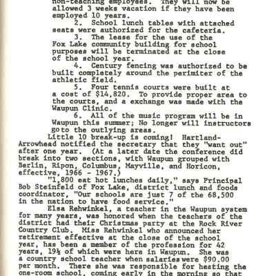 Page from book of History of Waupun Area Schools