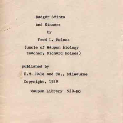 Section, Badger Saints and Sinners, Sculpturing Day Dreams, Clarence Shaler