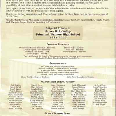 Waupun High School (Dedication-Celebration) Oct-2000: Origformat: Other