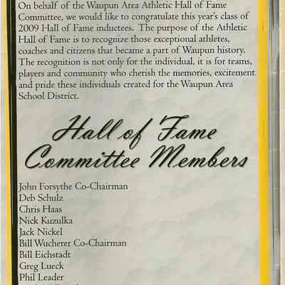 Waupun Athletic Hall Of Fame.