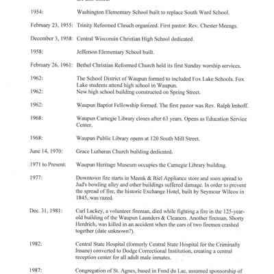 Waupun timeline pg. 11