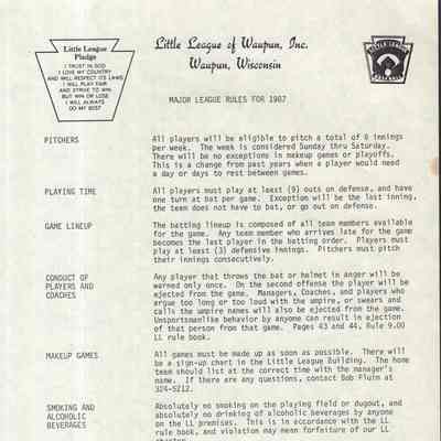 Rules Major League, 1987