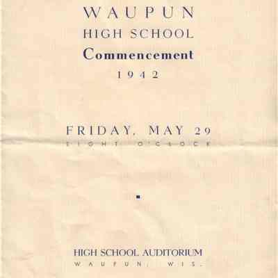 Waupun High School Class of 1942 (Commencement May 29 1942)