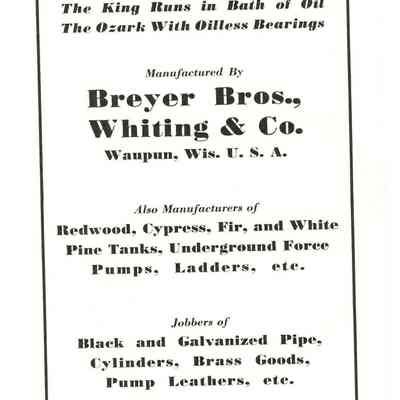 Ad for Waupun Windmills - Breyer Bros., Whiting & Co.