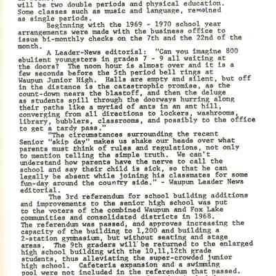 Page from book of History of Waupun Area Schools