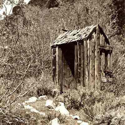 Postcard, The End of the Trail Outhouse