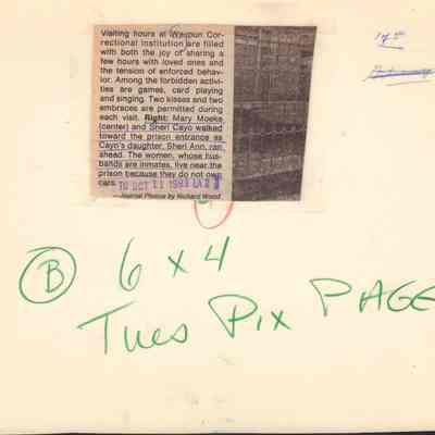 Info on back of photo of visiting day.